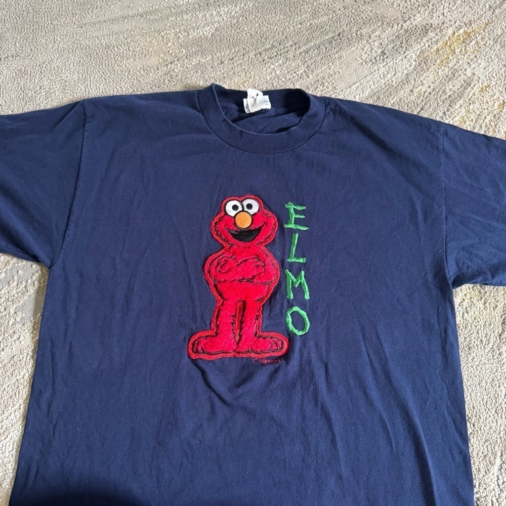 Vintage Sesame Street navy blue T-shirt Elmo cotton made in the USA XL - Picture 5 of 8